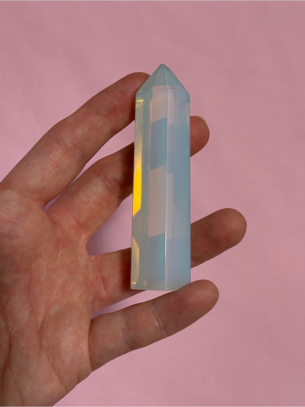 Opalite Tower Point Crystal - Milky Blue/White